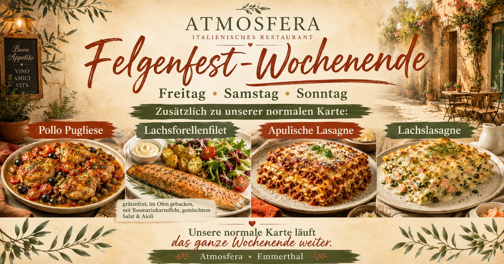 Felgenfest-Wochenende im Atmosfera mit besonderen italienischen Extras