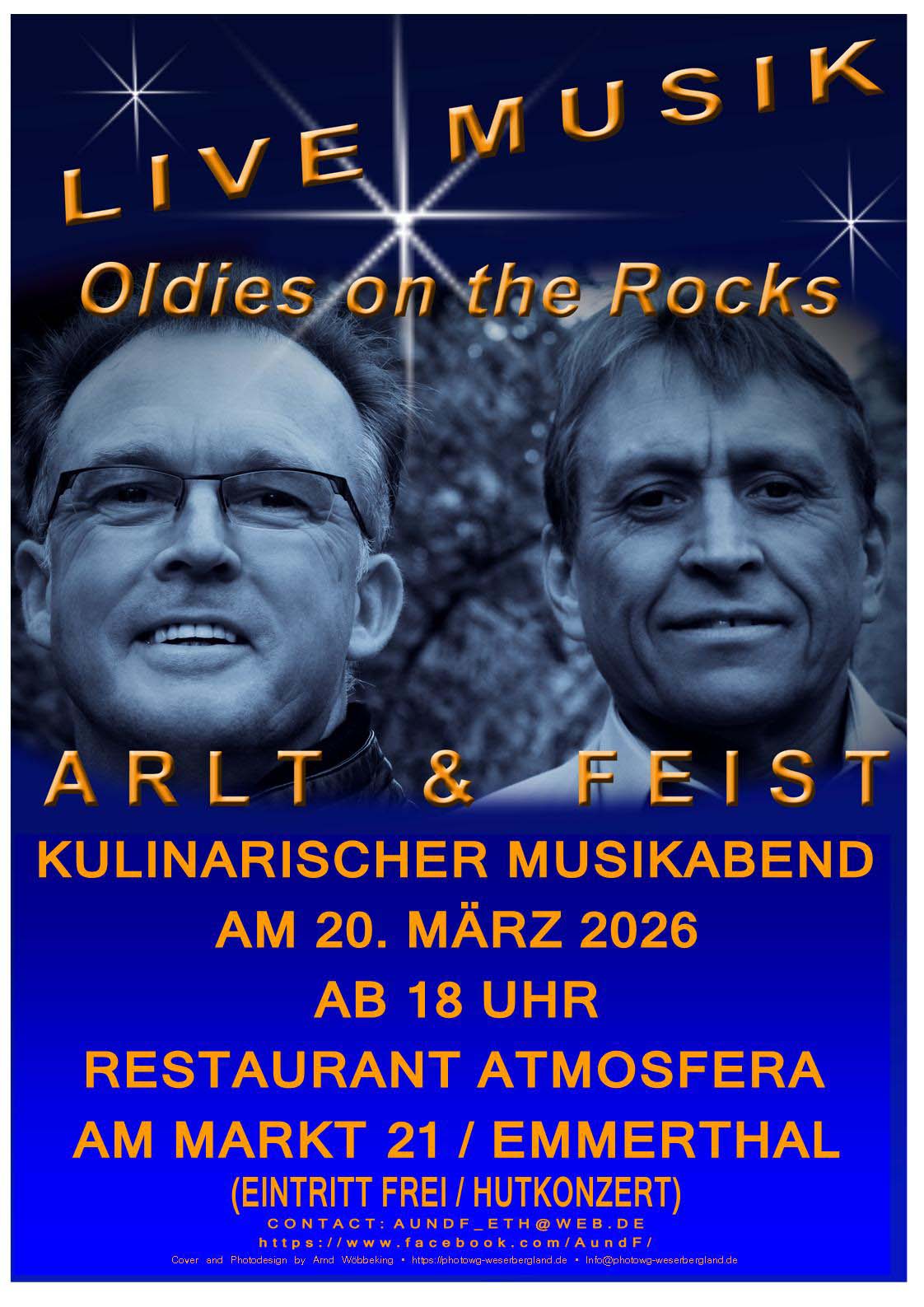 Das Musikerduo Arlt & Feist beim Musik-Abend am 20. März 2026 im Restaurant Atmosfera