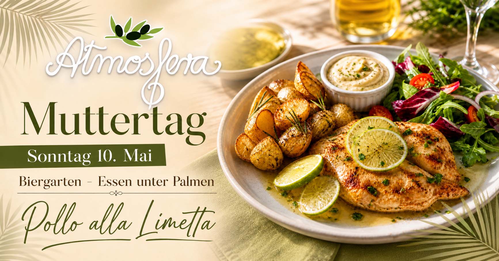 Muttertag im Atmosfera mit Essen unter Palmen am 10. Mai 2026